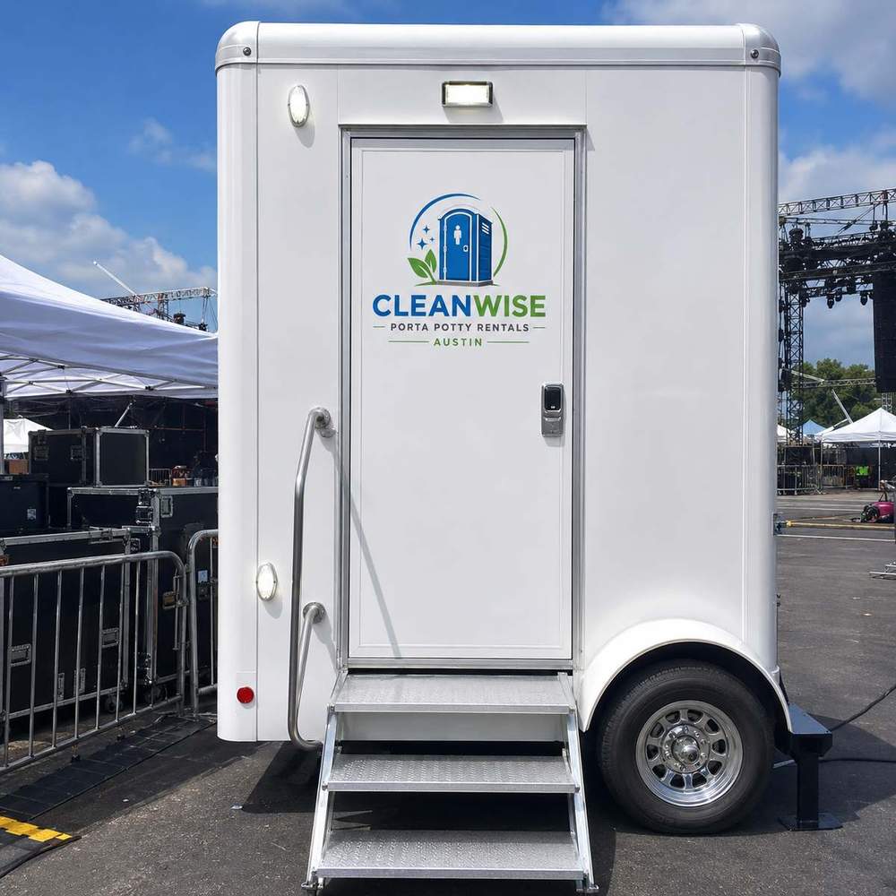 Restroom trailer rental at an Austin festival concert
